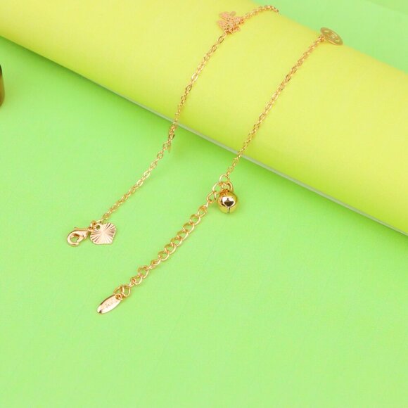 "Delicate Rose Gold Anklet with Lucky Charms & Adjustable Chain, XPAL1073 - Picture 3 of 12